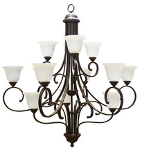  18470 - Alpine Series 12 Light Chandelier - RB White Glass